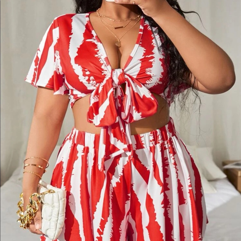 2 pcs top and bottom.red and white set.